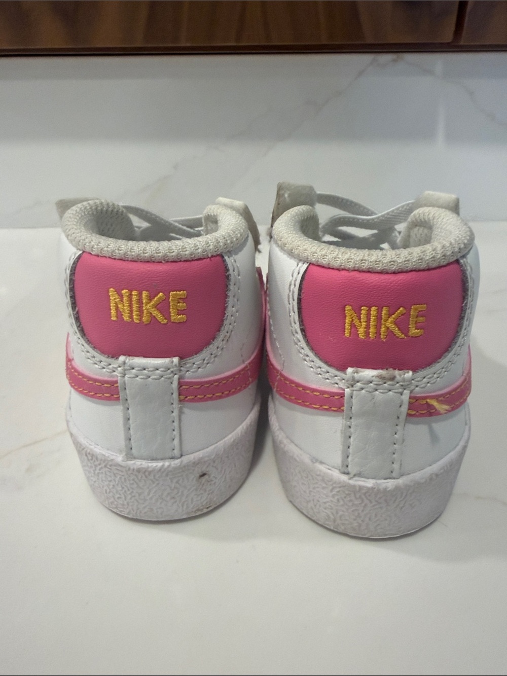 Nike Toddler Blazer Mid ‘77 White Pink High-Top Sneakers - Picture 3 of 5